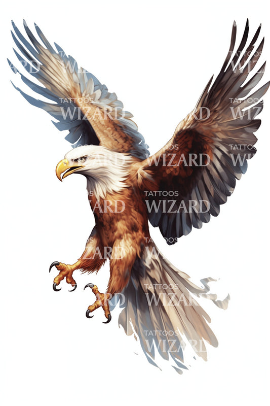 Watercolor Eagle in Search of Prey Tattoo Idea