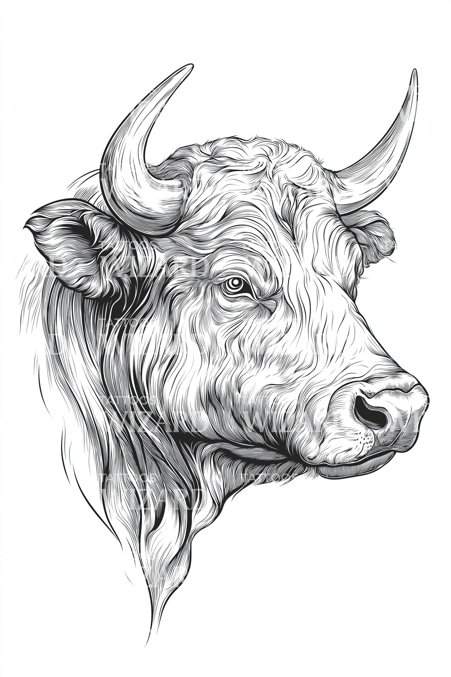 Realistic Cow Head Tattoo Design