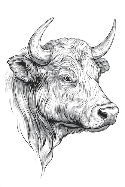 Realistic Cow Head Tattoo Design
