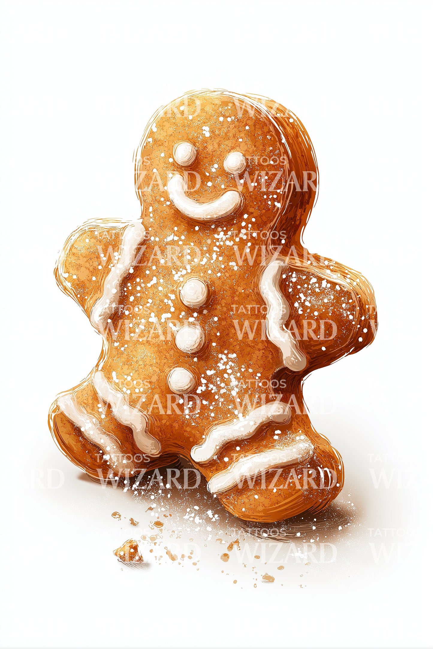 Realistic Gingerbread Tattoo Design