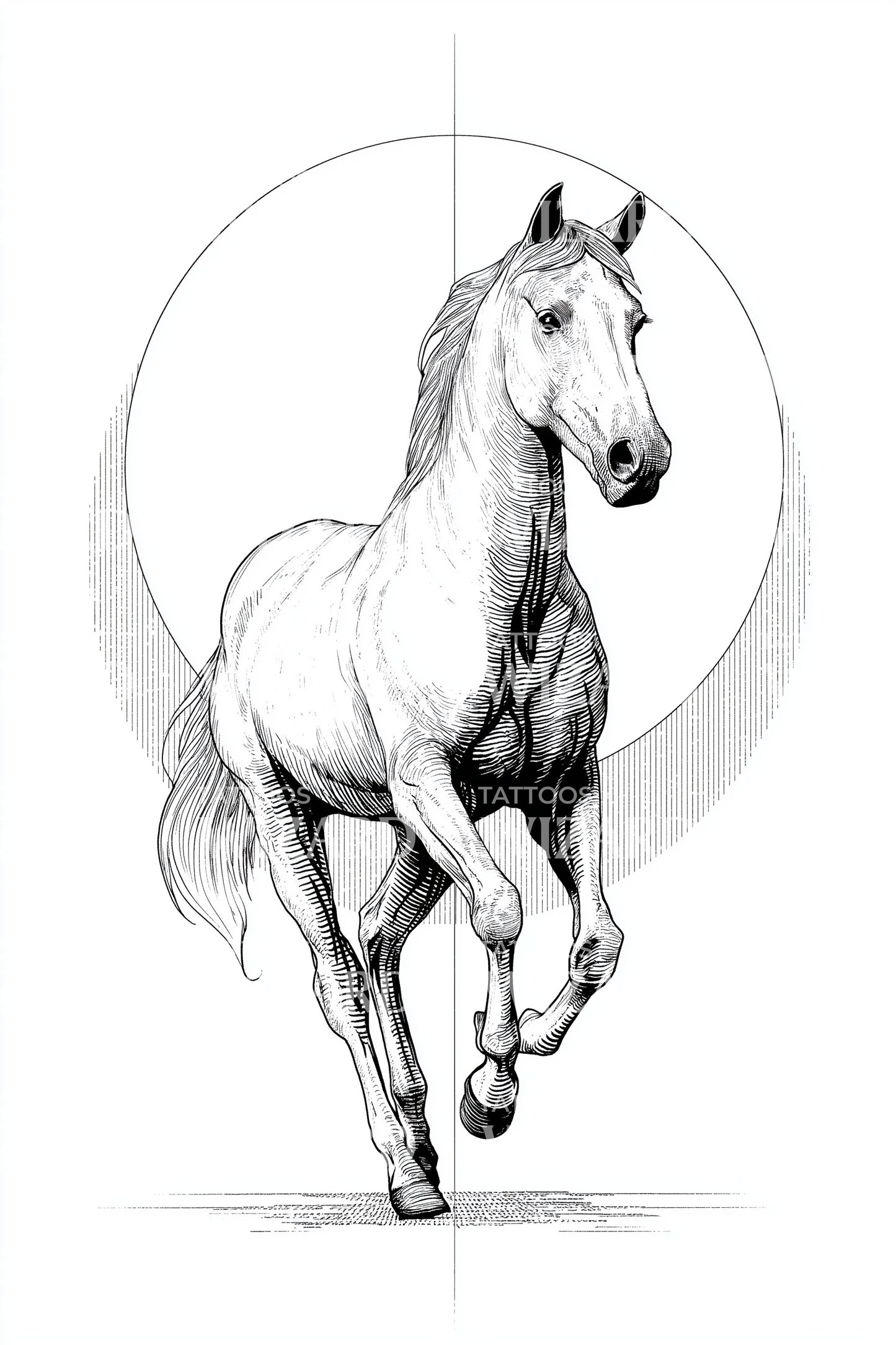 Realistic Horse Portrait Tattoo Design