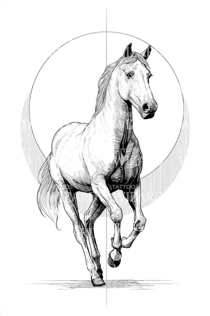 Realistic Horse Portrait Tattoo Design