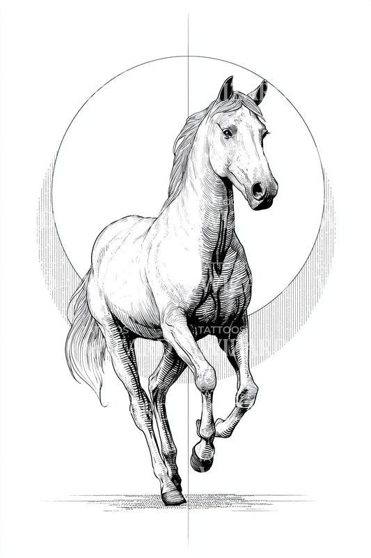 Realistic Horse Portrait Tattoo Design