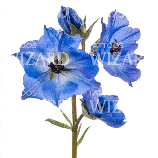 Realistic Larkspur Flower Tattoo Design