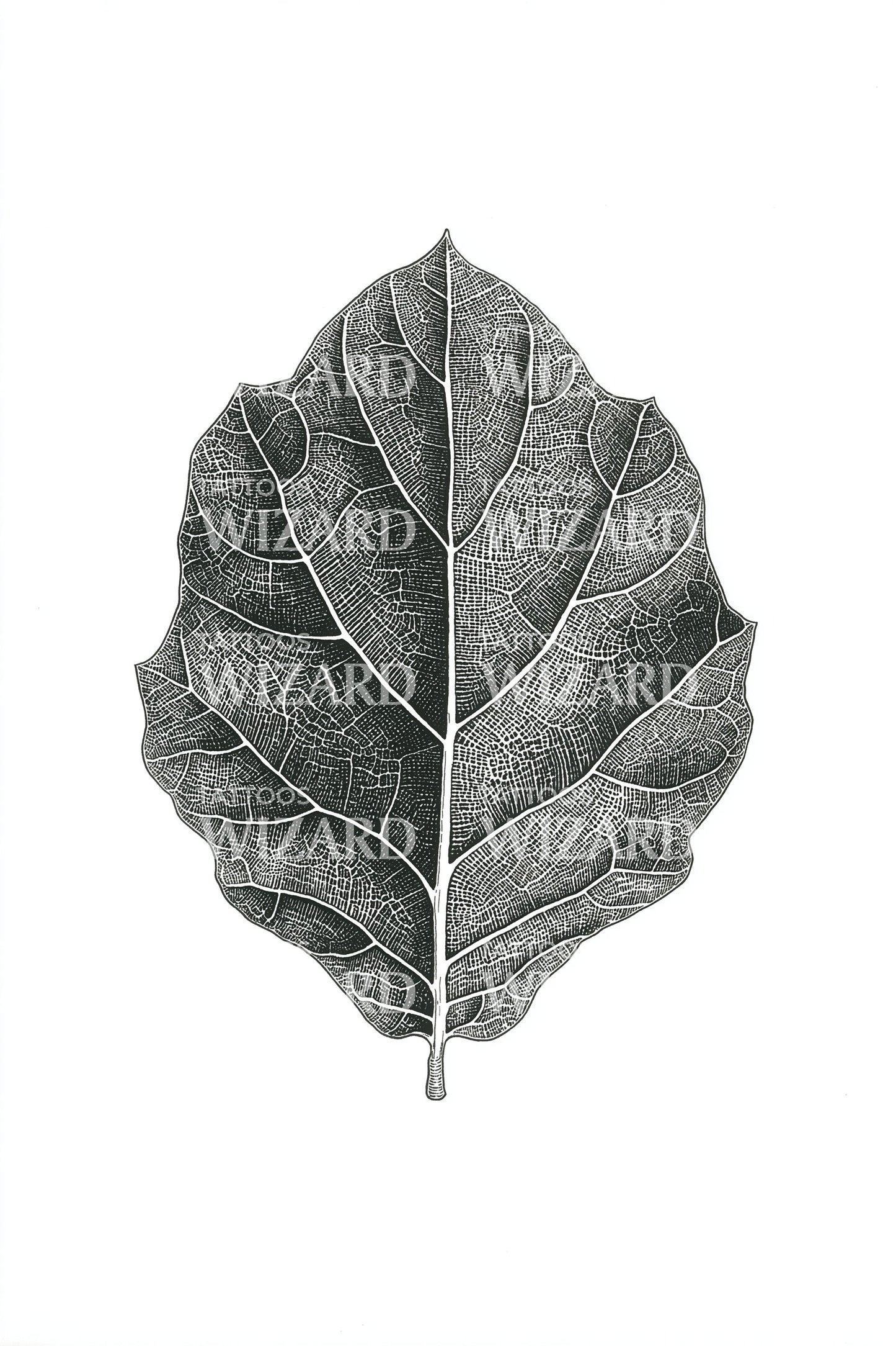 Realistic Leaf Vein Tattoo Illustration