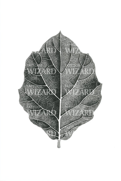 Realistic Leaf Vein Tattoo Illustration