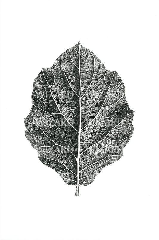 Realistic Leaf Vein Tattoo Illustration