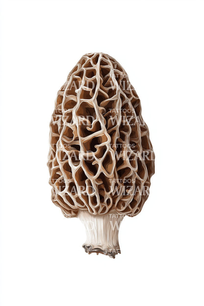 Realistic Morel Mushroom Tattoo Design