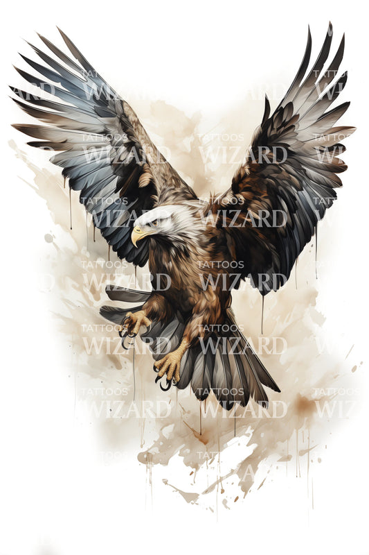 Striking Eagle with Open Wings Tattoo Idea