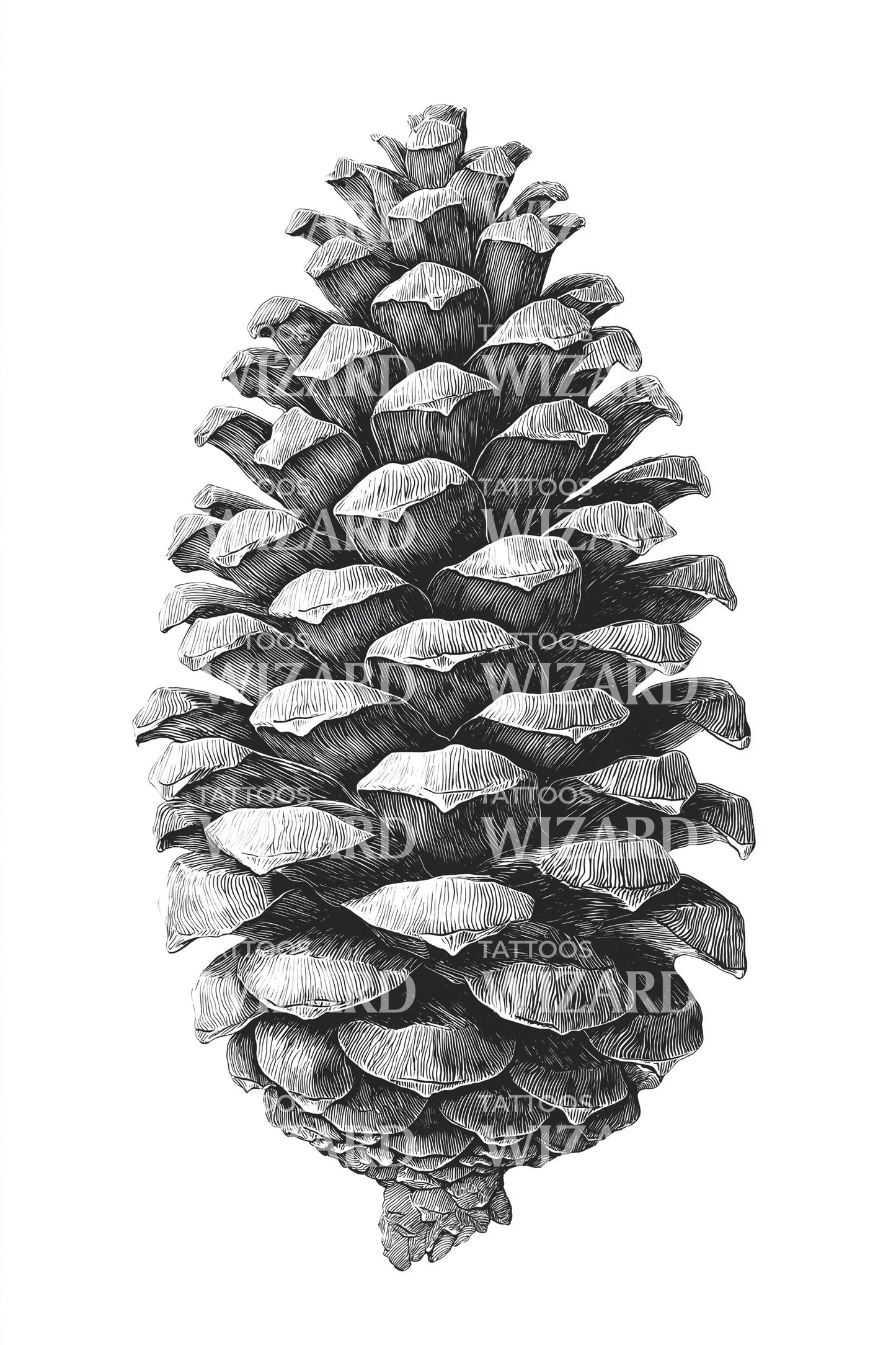 Realistic Pinecone Study Tattoo Design