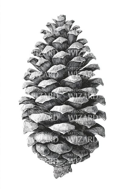 Realistic Pinecone Study Tattoo Design
