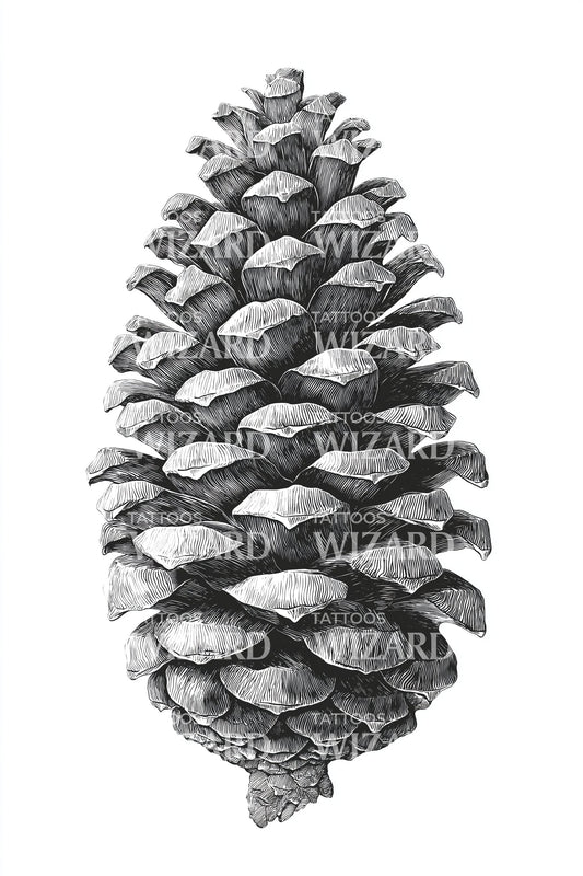 Realistic Pinecone Study Tattoo Design