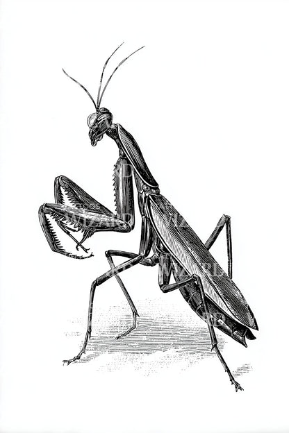 Realistic Praying Mantis Tattoo Design