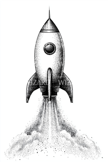 Design di tatuaggio realistico del lancio del razzo