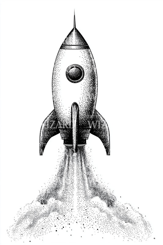 Design di tatuaggio realistico del lancio del razzo