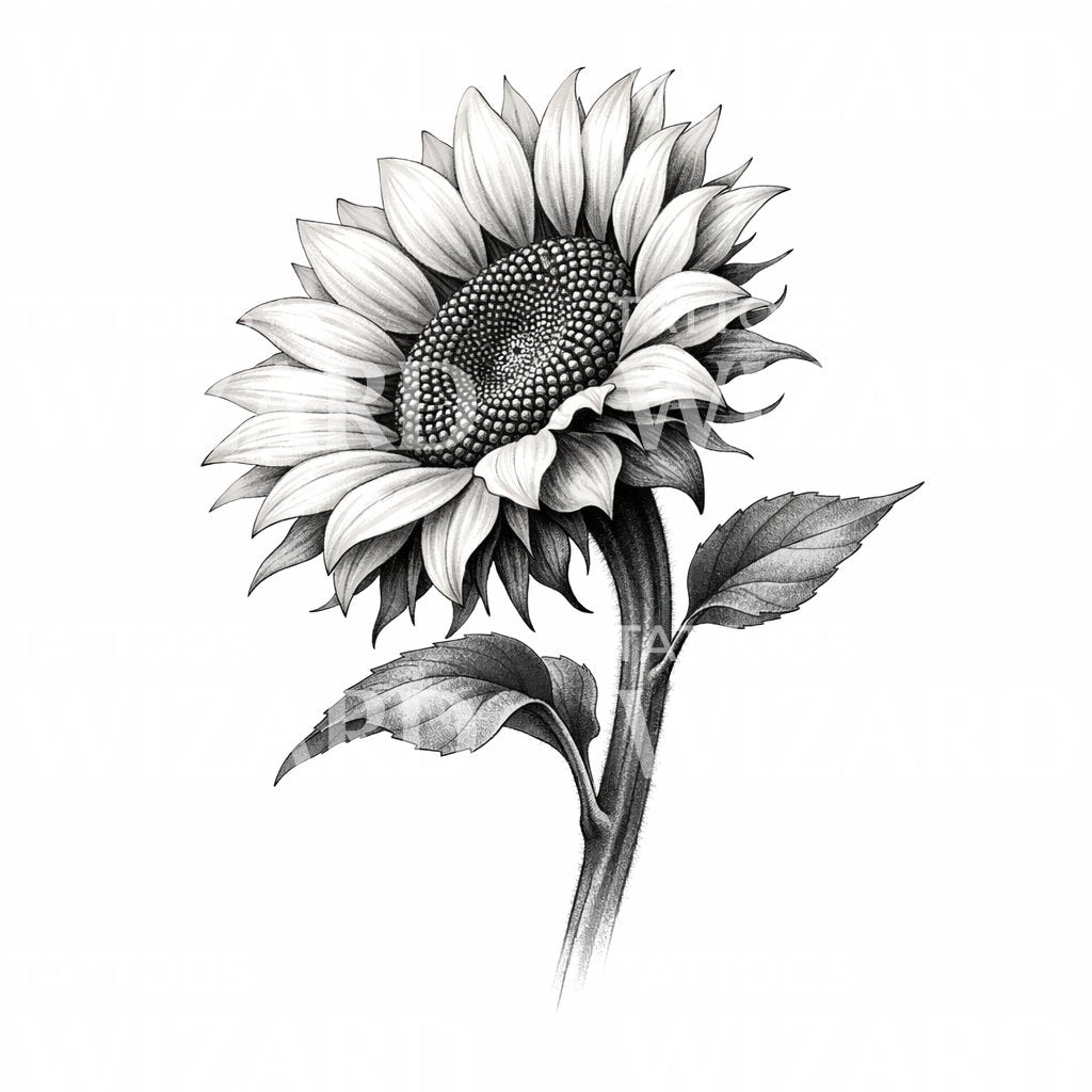 Realistic Sunflower Tattoo Design