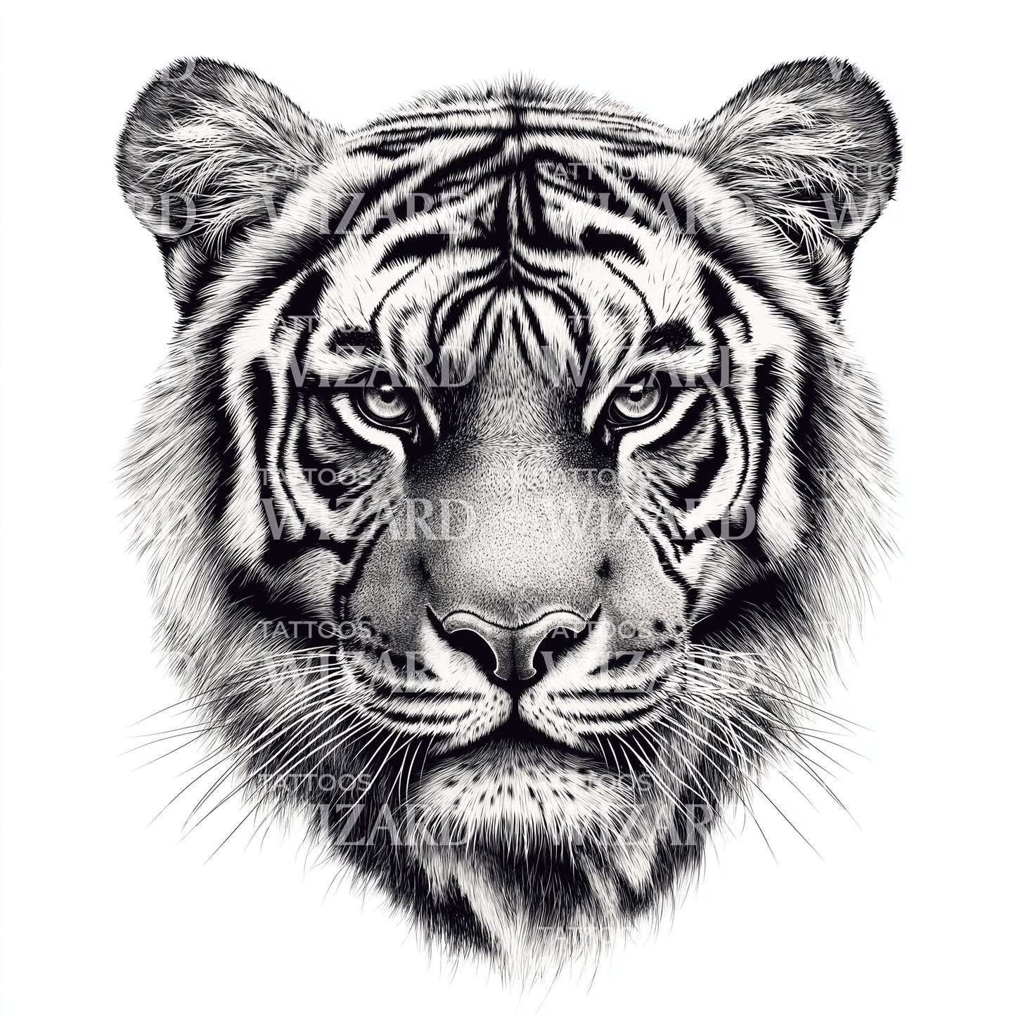 Realistic Tiger Face Tattoo Design