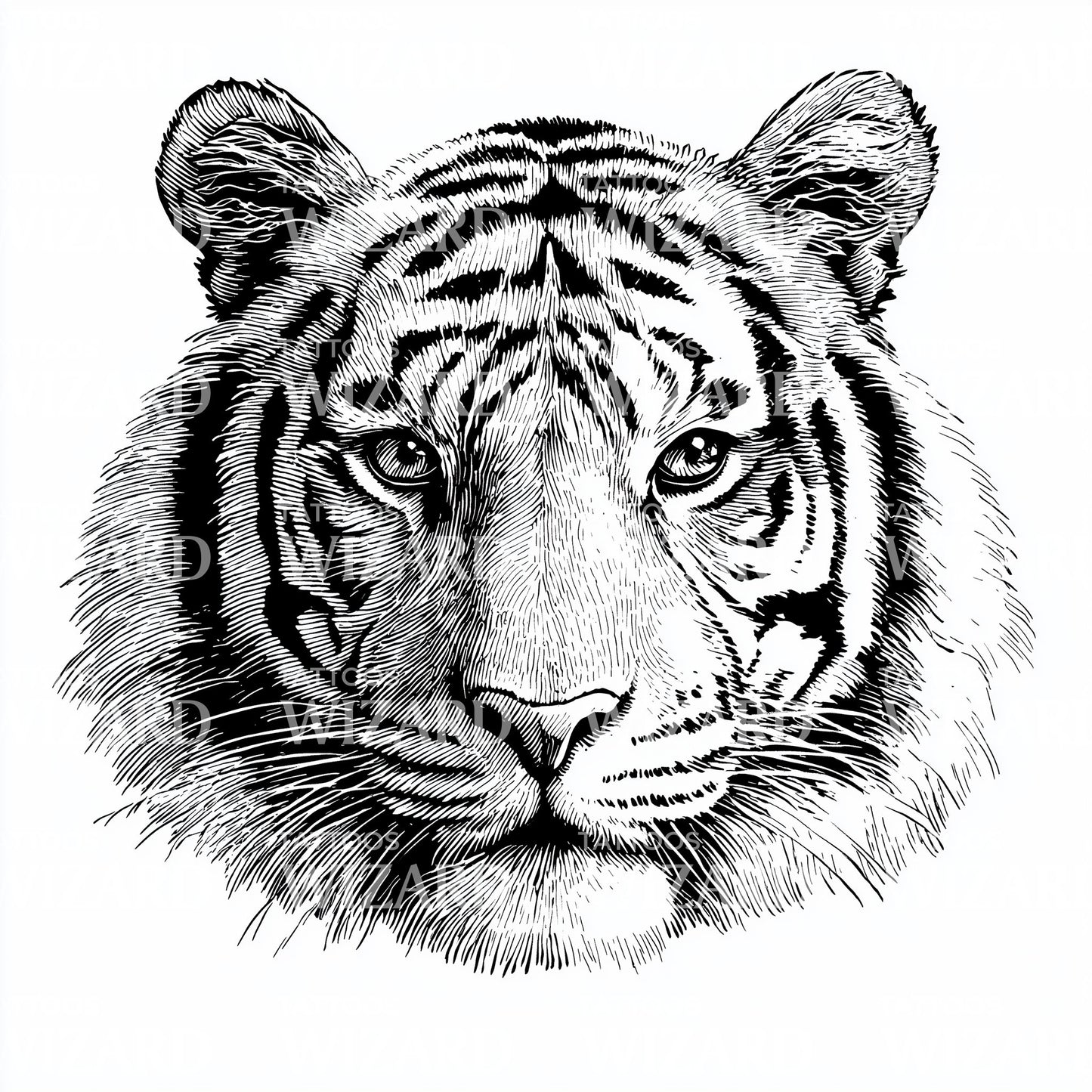Realistic Tiger Portrait Tattoo Design