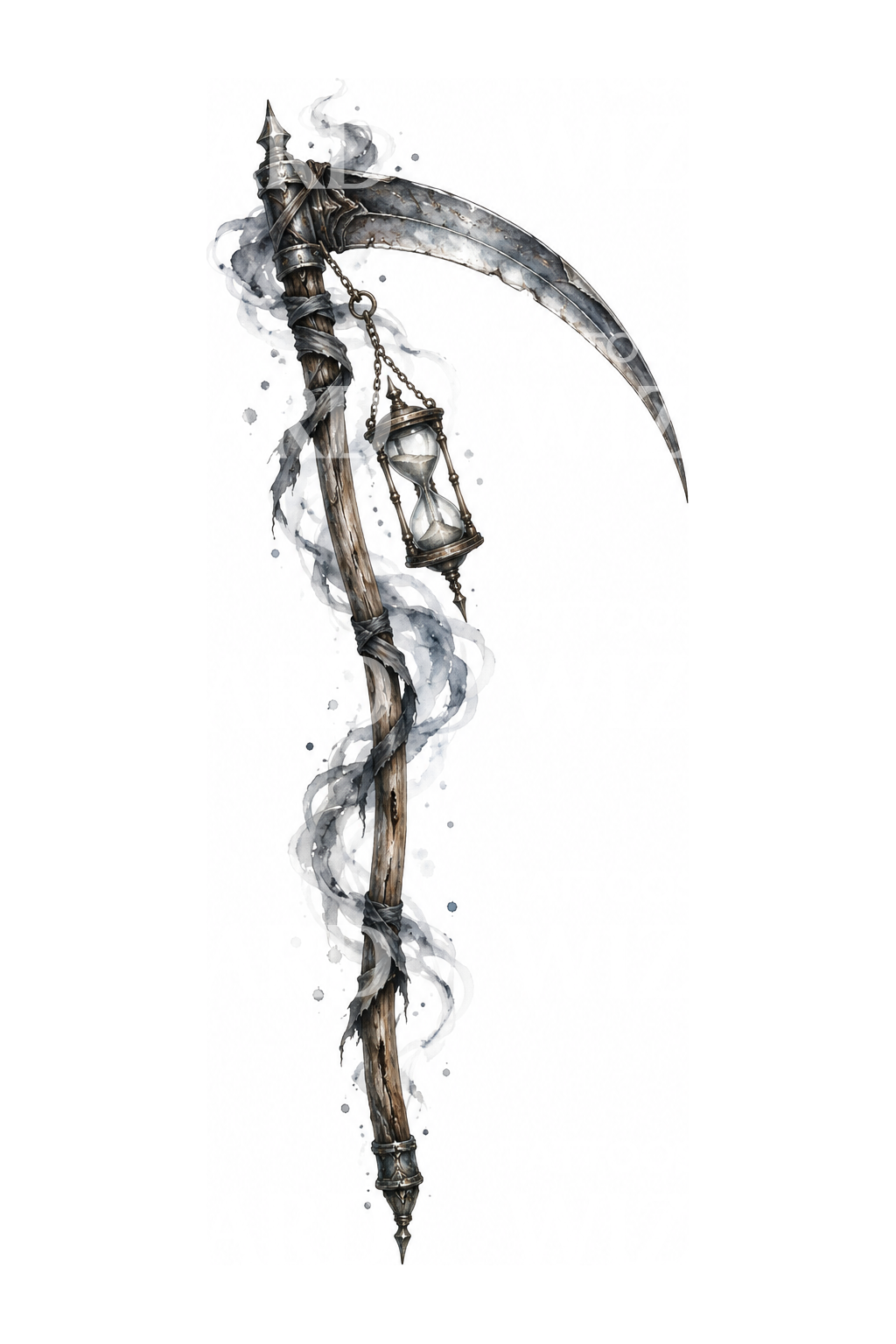 Reaper Scythe with Hourglass Tattoo Idea