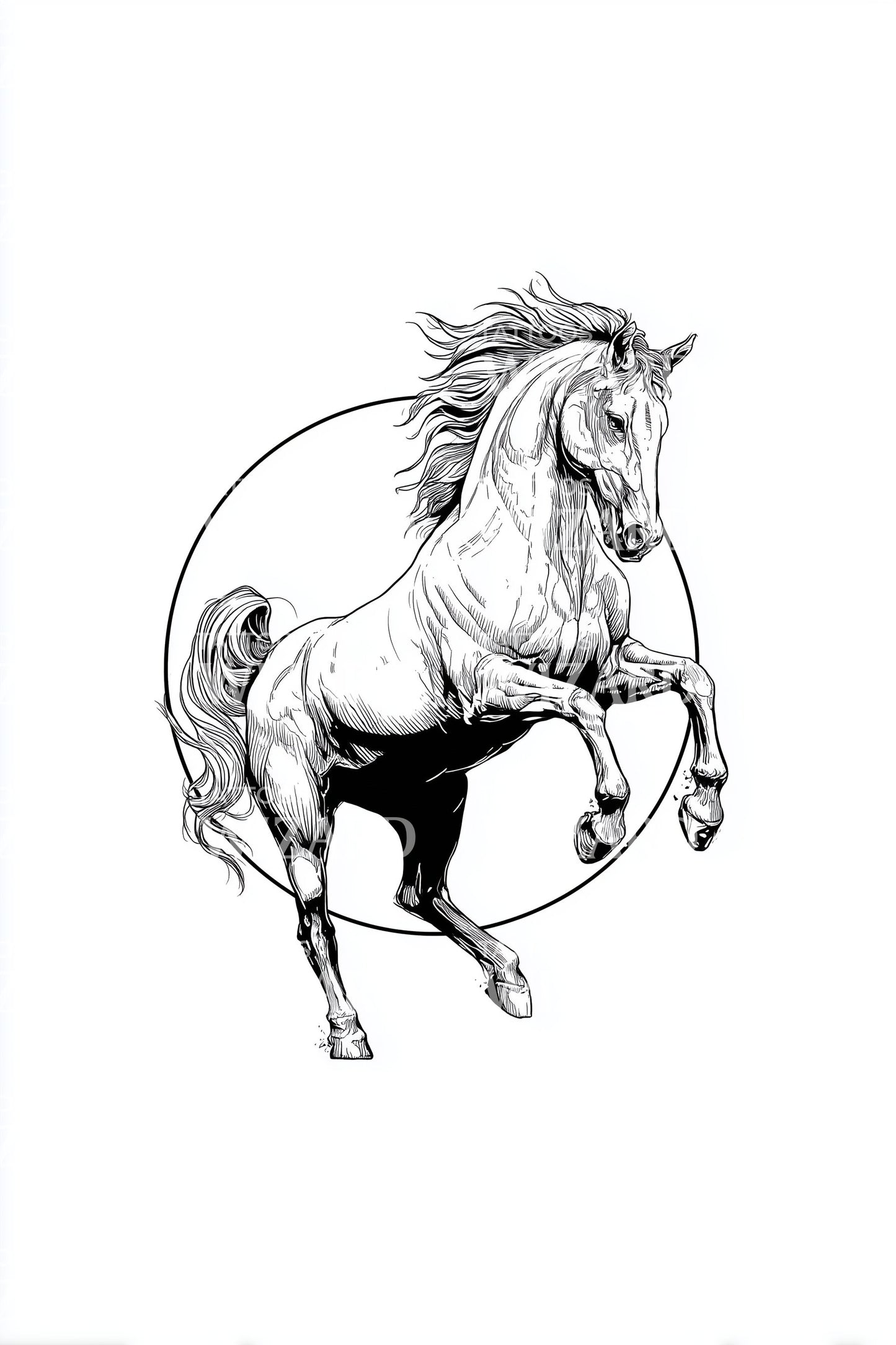Rearing Horse Sketch Tattoo Idea