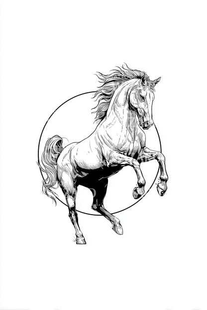 Rearing Horse Sketch Tattoo Idea