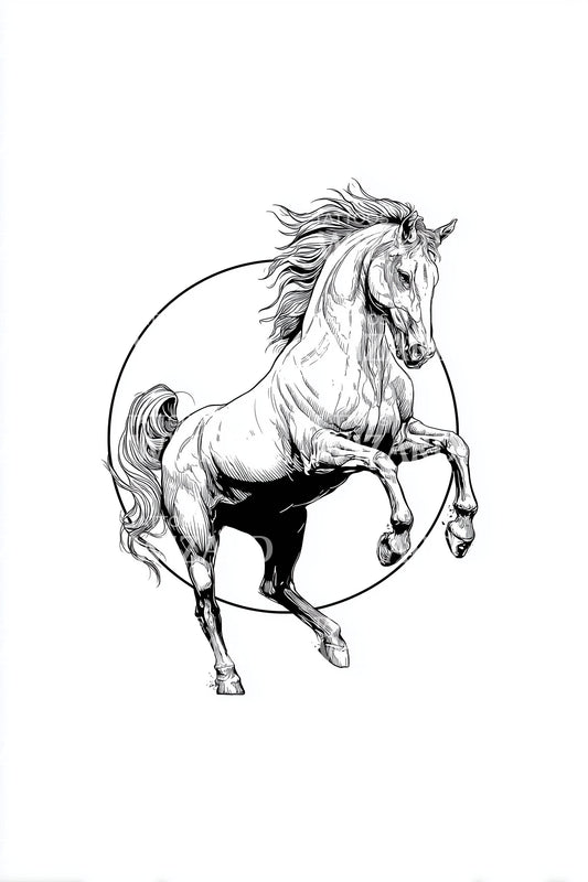 Rearing Horse Sketch Tattoo Idea