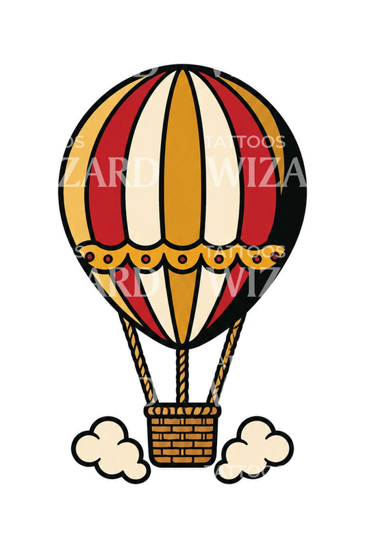 Tatuaggio di palloncino a strisce rosse e oro