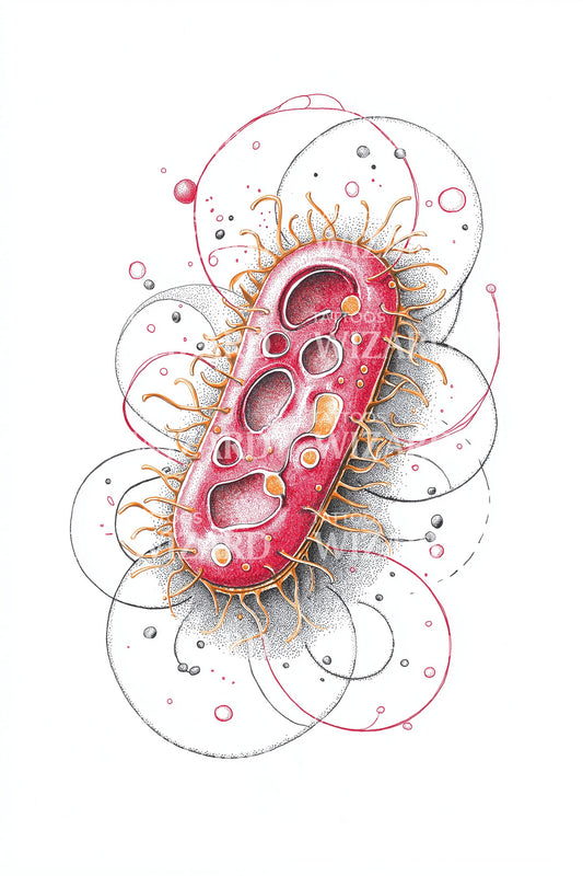 Red Bacteria Capsule Tattoo Design