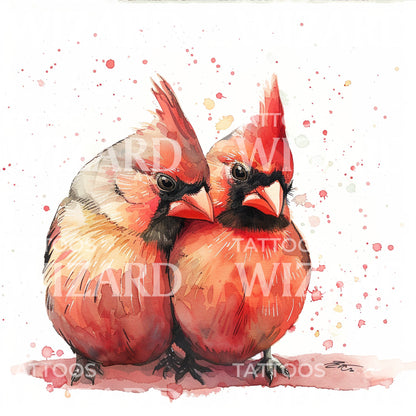 Red Bird FlirtingTattoo Idea