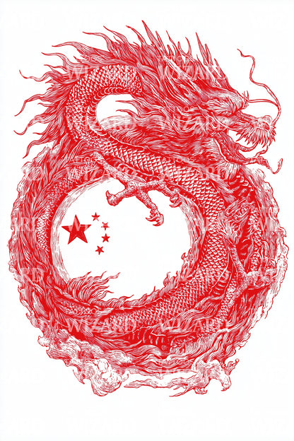 Design del tatuaggio del drago celeste rosso