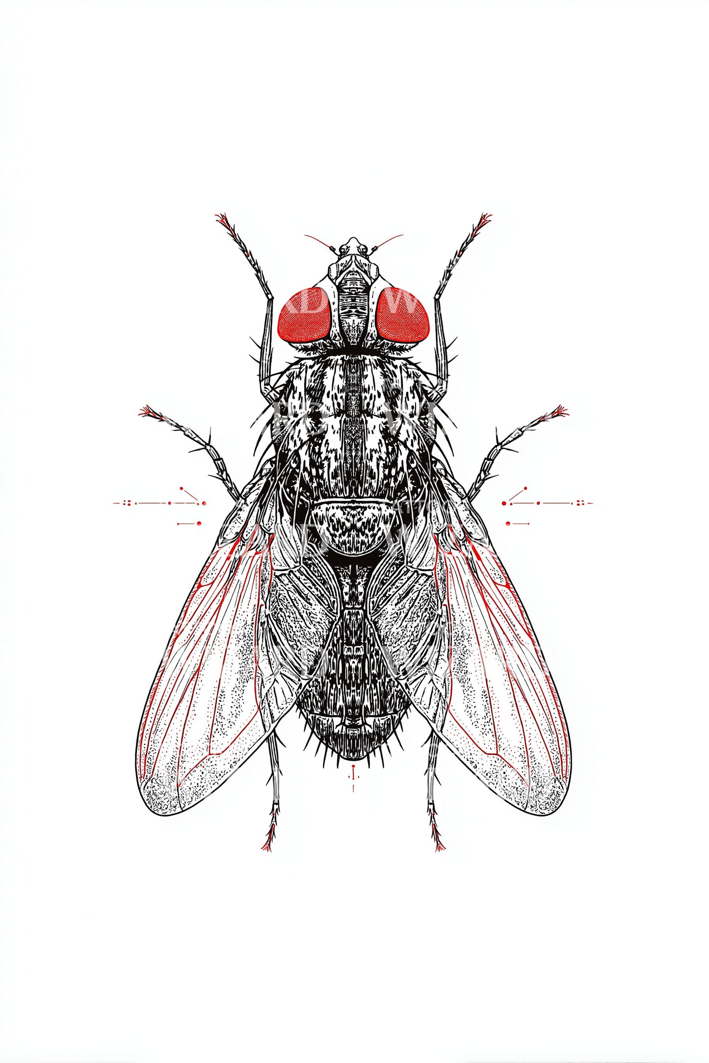 Red Eyed Fly Tattoo Design