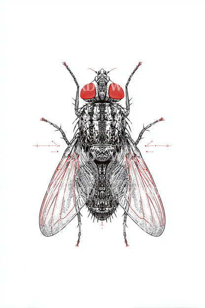Red Eyed Fly Tattoo Design