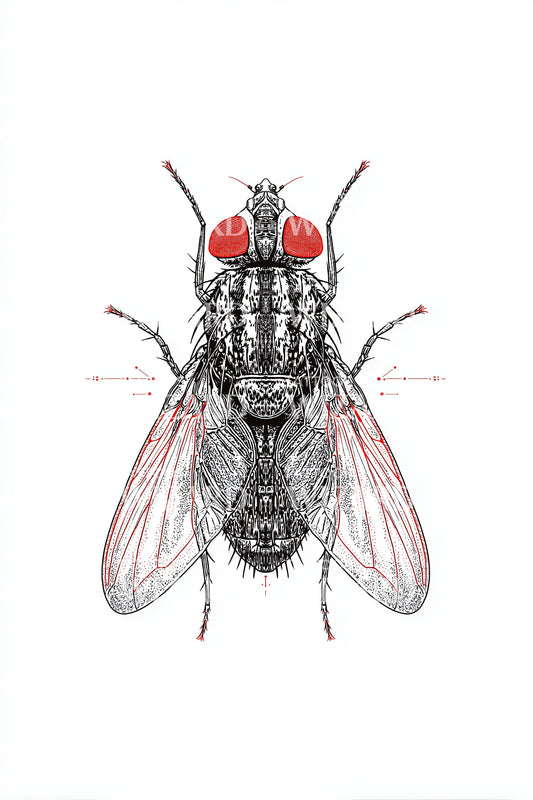 Red Eyed Fly Tattoo Design