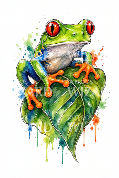 Red Eyed Tree Frog Tattoo Design