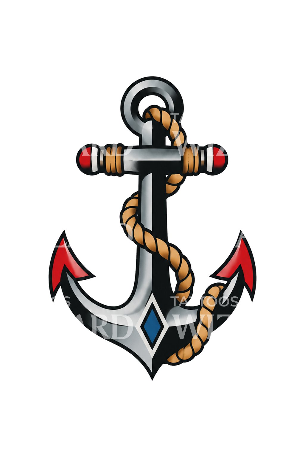 Red Fluke Sailor Anchor Flash Tattoo Design
