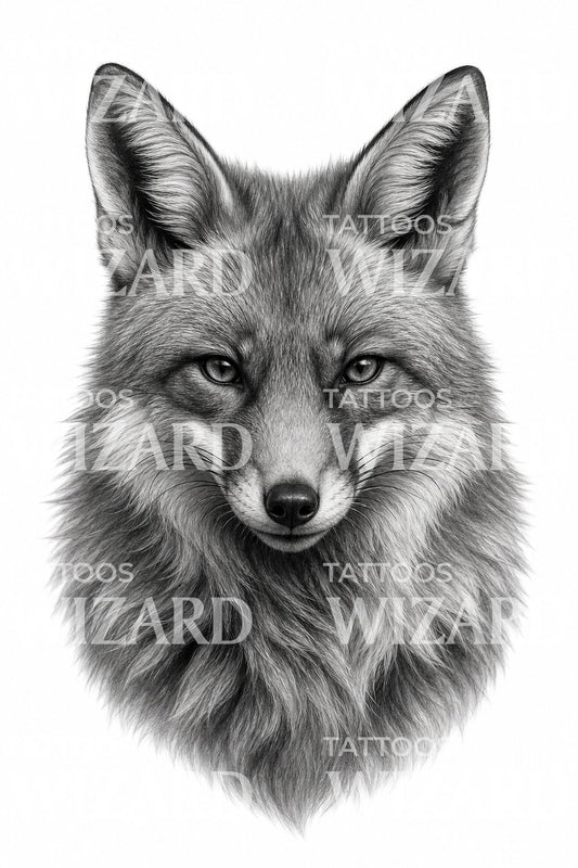 Red Fox Portrait Tattoo Design