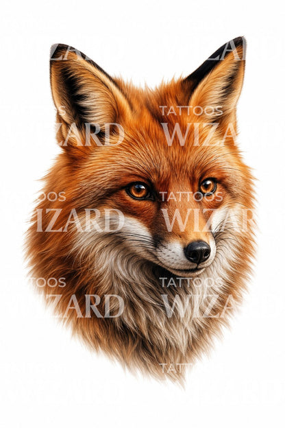 Design tatuaggio ritratto di volpe rossa