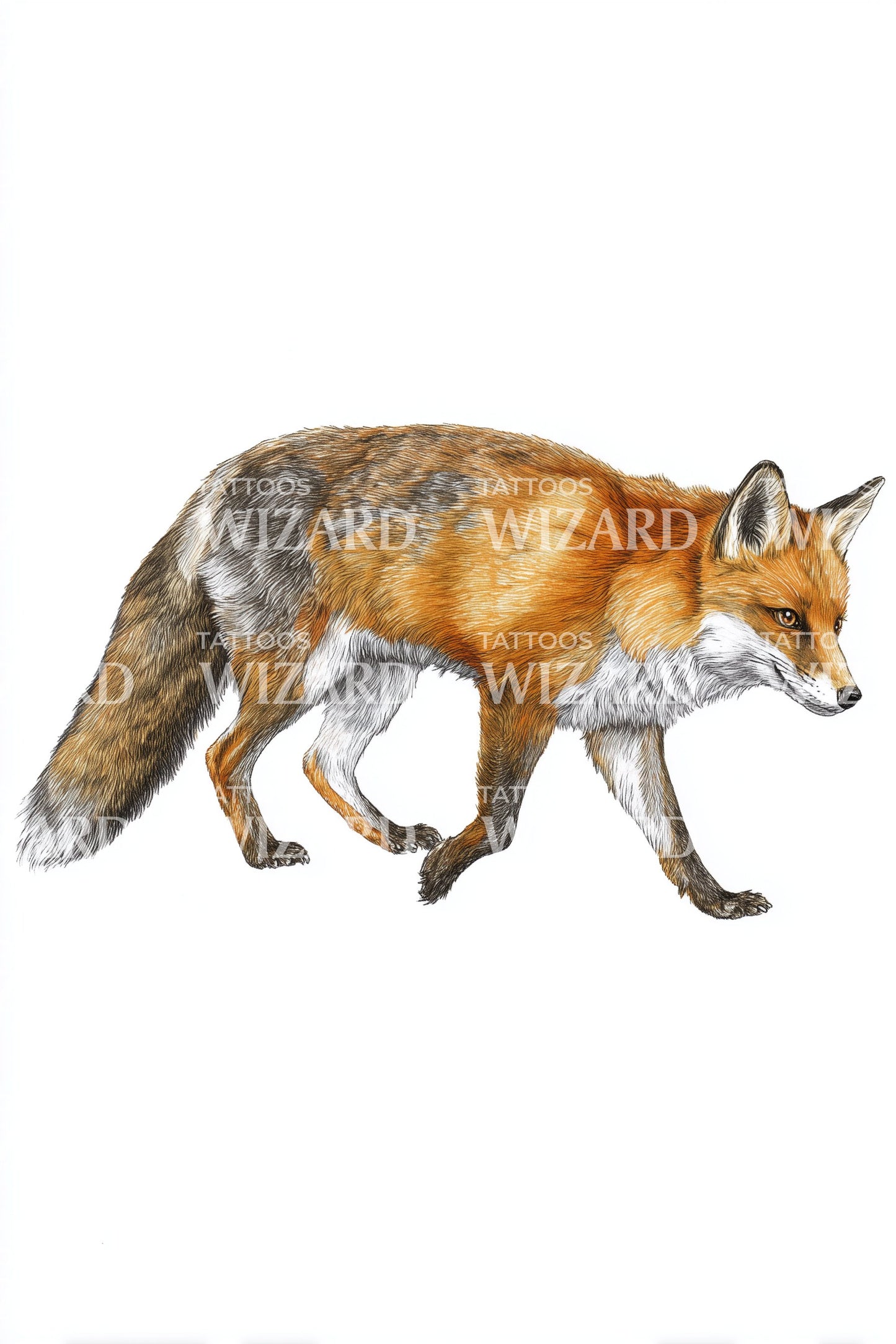 Red Fox Trot Tattoo Design