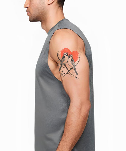 Lovebirds Red Heart Tattoo Idea