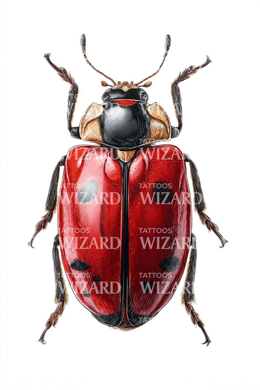 Red Ladybug Microrealism Tattoo Design
