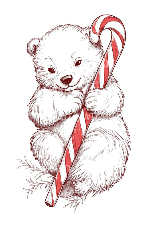 Red Line Candy Cane Cub Tattoo Idea
