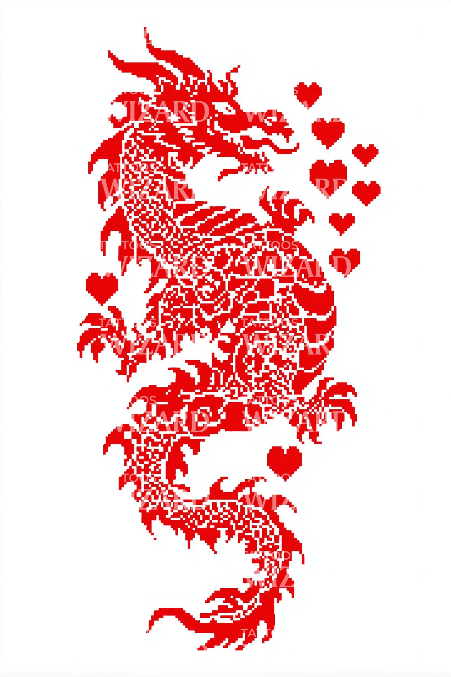 Red Love Dragon Tattoo Design