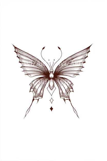 Red Ornamental Butterfly Tattoo Design