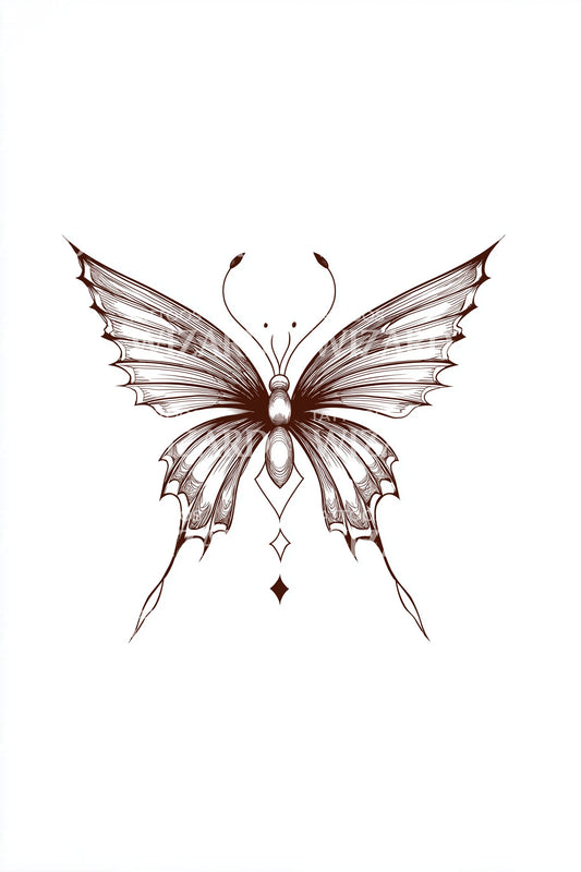 Red Ornamental Butterfly Tattoo Design