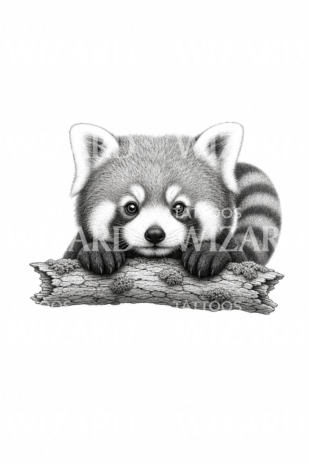 Red Panda Peeking Micro Realism Tattoo Idea