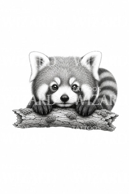 Red Panda Peeking Micro Realism Tattoo Idea