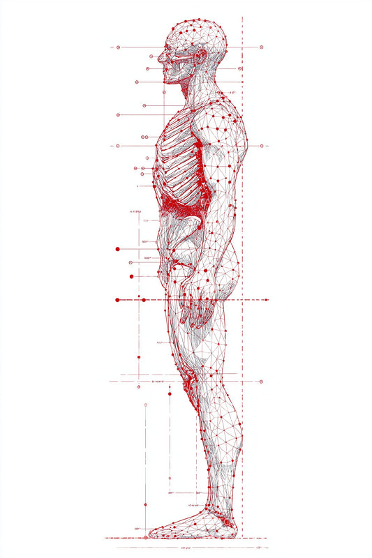 Red Point Body Grid Tattoo Idea