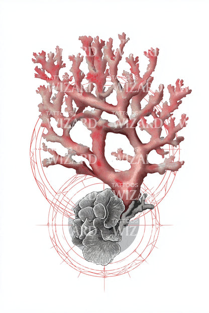 Red Reef Coral Tattoo Idea