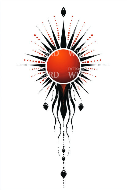Red Solar Flare Tattoo Illustration