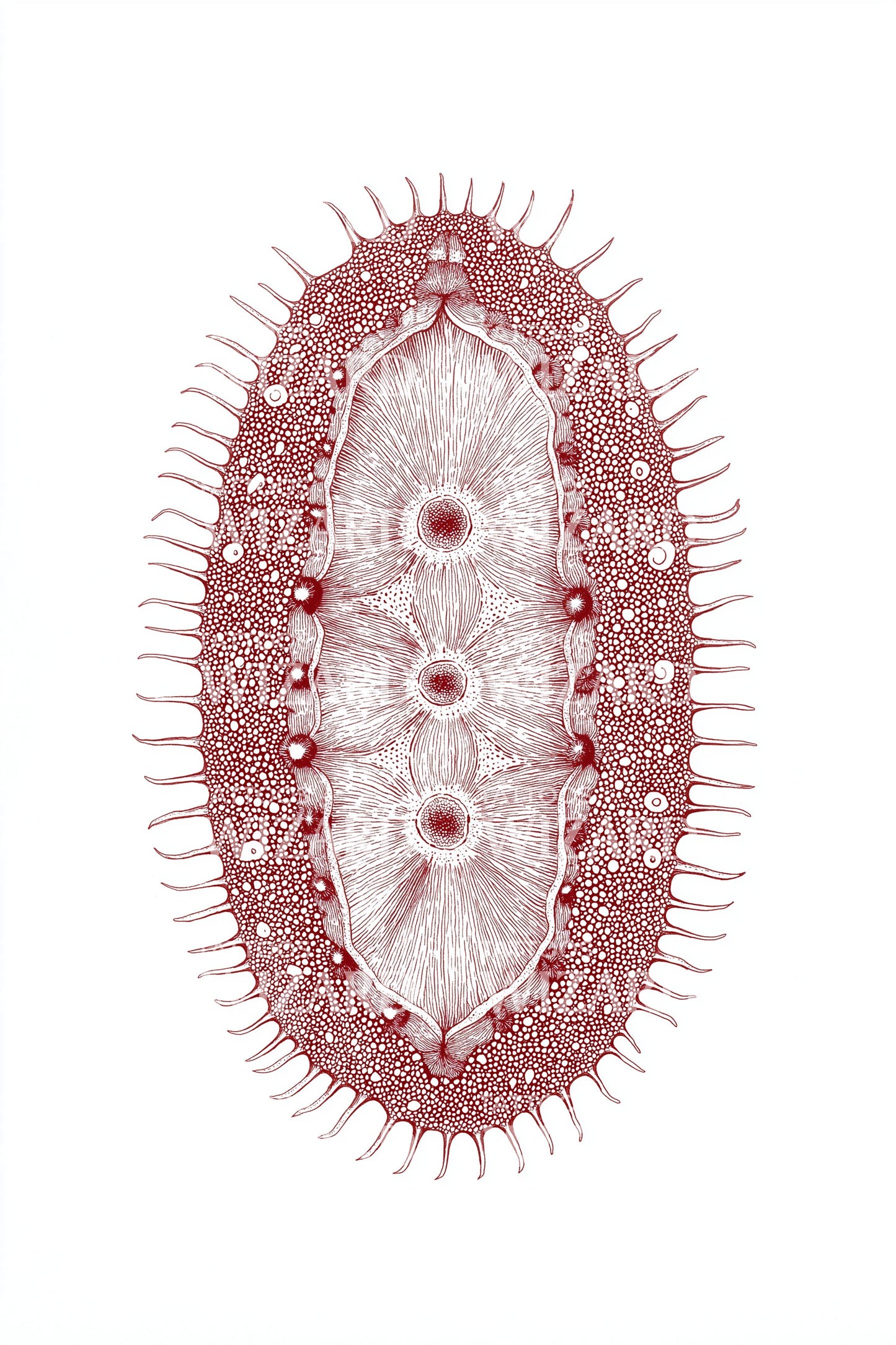 Red Spore Oval Tattoo Illustration